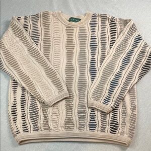 Tundra Canada Vintage 90’s Large Sweater 3D Knit Cotton Brown Coogi Style